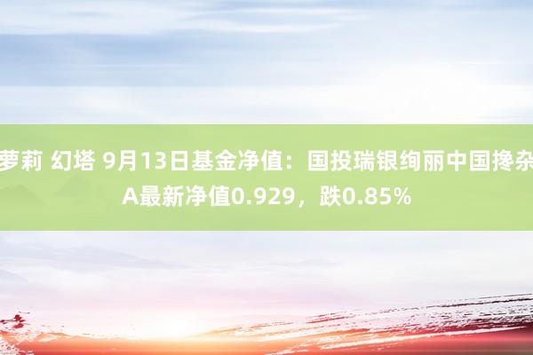 萝莉 幻塔 9月13日基金净值：国投瑞银绚丽中国搀杂A最新净值0.929，跌0.85%