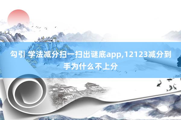 勾引 学法减分扫一扫出谜底app，12123减分到手为什么不上分