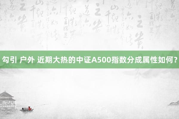 勾引 户外 近期大热的中证A500指数分成属性如何？