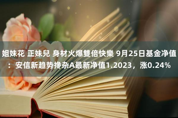 姐妹花 正妹兒 身材火爆雙倍快樂 9月25日基金净值：安信新趋势搀杂A最新净值1.2023，涨0.24%