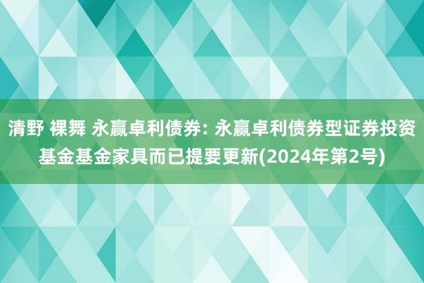 清野 裸舞 永赢卓利债券: 永赢卓利债券型证券投资基金基金家具而已提要更新(2024年第2号)