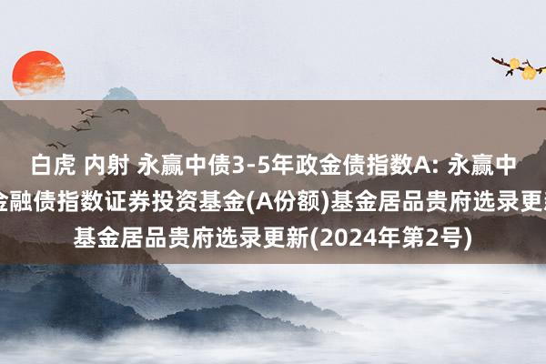 白虎 内射 永赢中债3-5年政金债指数A: 永赢中债-3-5年计谋性金融债指数证券投资基金(A份额)基金居品贵府选录更新(2024年第2号)