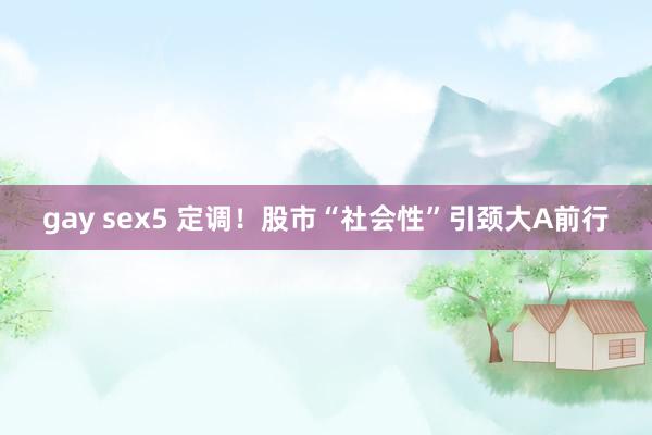 gay sex5 定调！股市“社会性”引颈大A前行