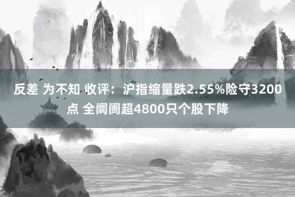 反差 为不知 收评：沪指缩量跌2.55%险守3200点 全阛阓超4800只个股下降