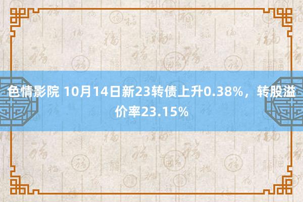 色情影院 10月14日新23转债上升0.38%，转股溢价率23.15%