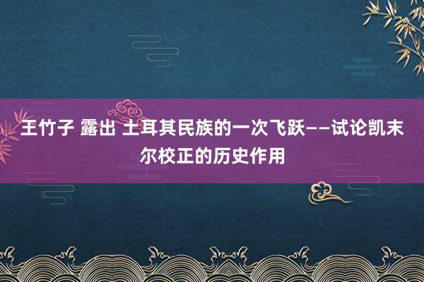 王竹子 露出 土耳其民族的一次飞跃——试论凯末尔校正的历史作用