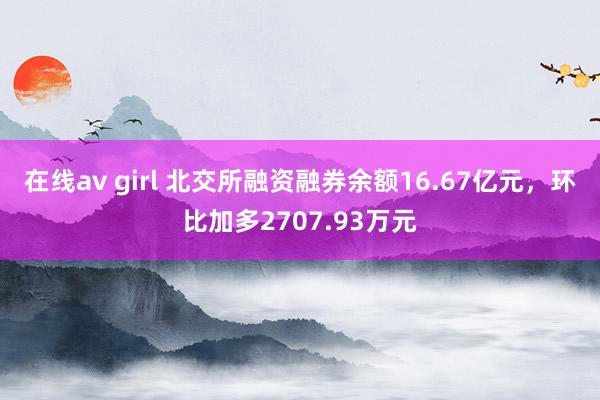 在线av girl 北交所融资融券余额16.67亿元，环比加多2707.93万元