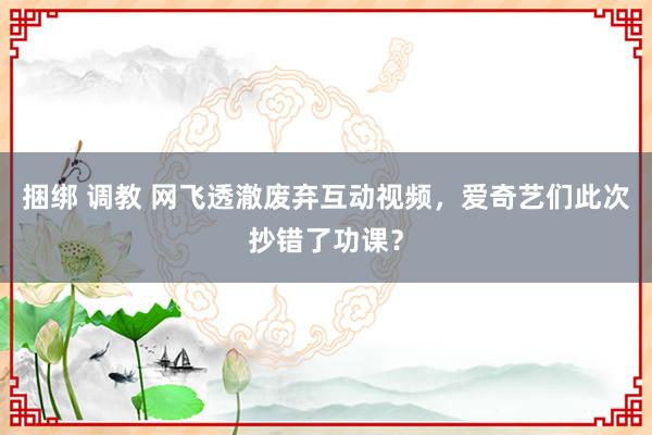 捆绑 调教 网飞透澈废弃互动视频，爱奇艺们此次抄错了功课？