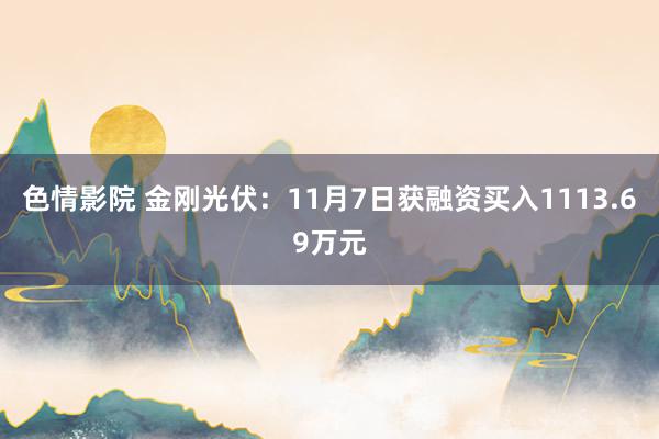 色情影院 金刚光伏：11月7日获融资买入1113.69万元