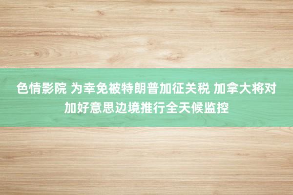 色情影院 为幸免被特朗普加征关税 加拿大将对加好意思边境推行全天候监控