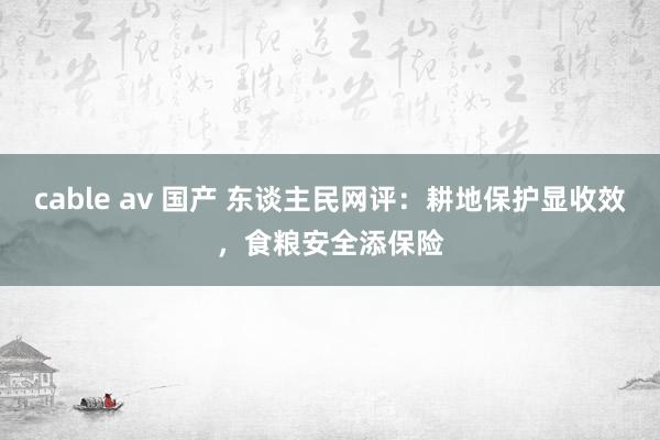 cable av 国产 东谈主民网评：耕地保护显收效，食粮安全添保险