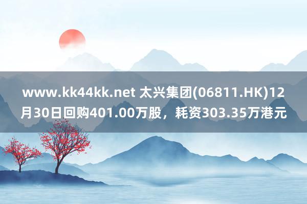 www.kk44kk.net 太兴集团(06811.HK)12月30日回购401.00万股，耗资303.35万港元