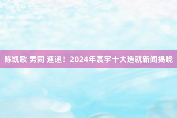 陈凯歌 男同 速递！2024年寰宇十大造就新闻揭晓