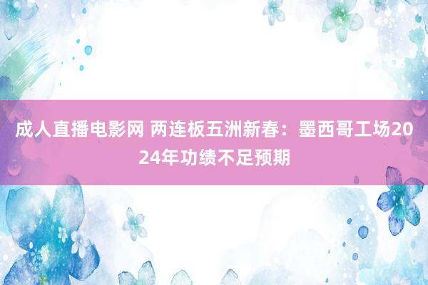 成人直播电影网 两连板五洲新春：墨西哥工场2024年功绩不足预期